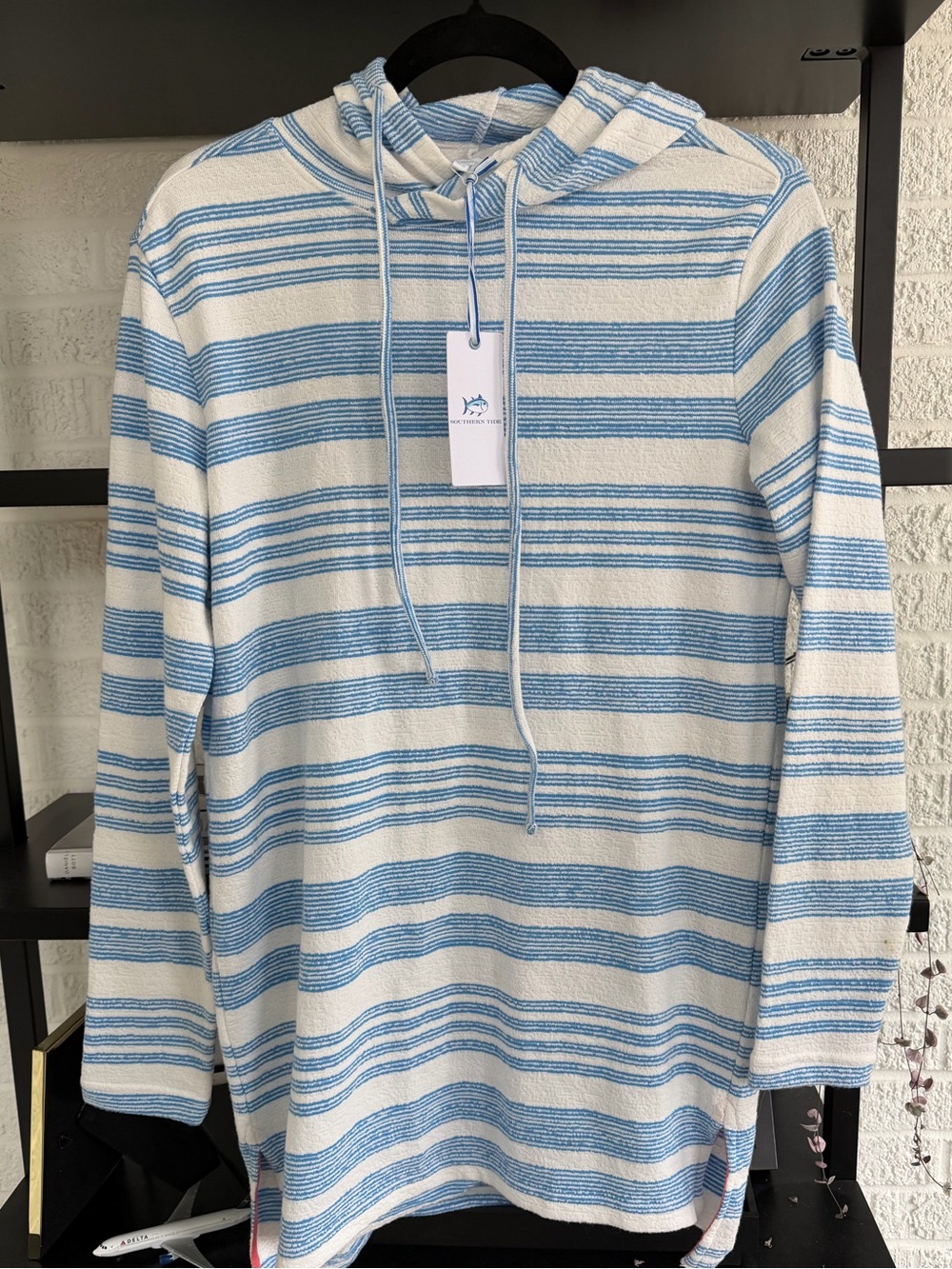 NWT Southern Tide Blue & White Striped Hoodie Tunic